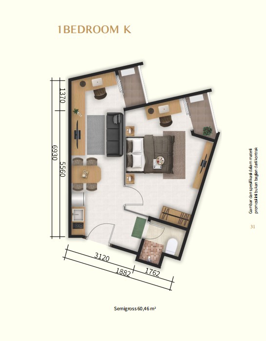1 Bedroom K